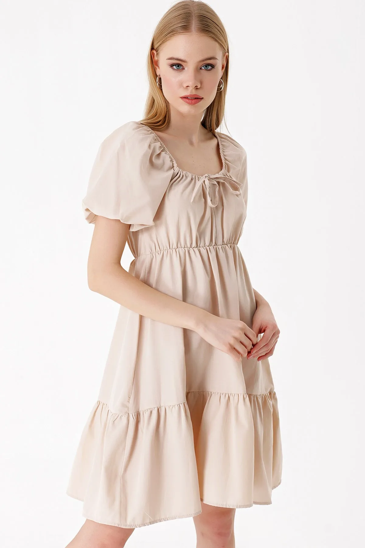2351 kloş poplin elbise