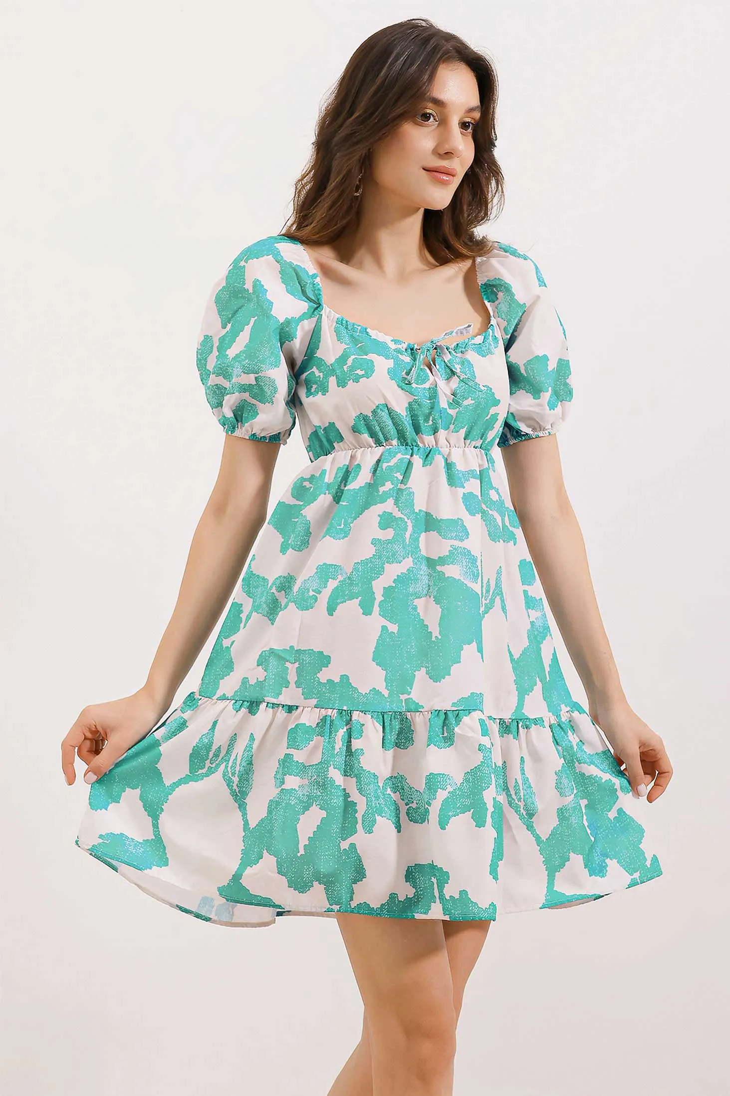 2351 kloş poplin elbise