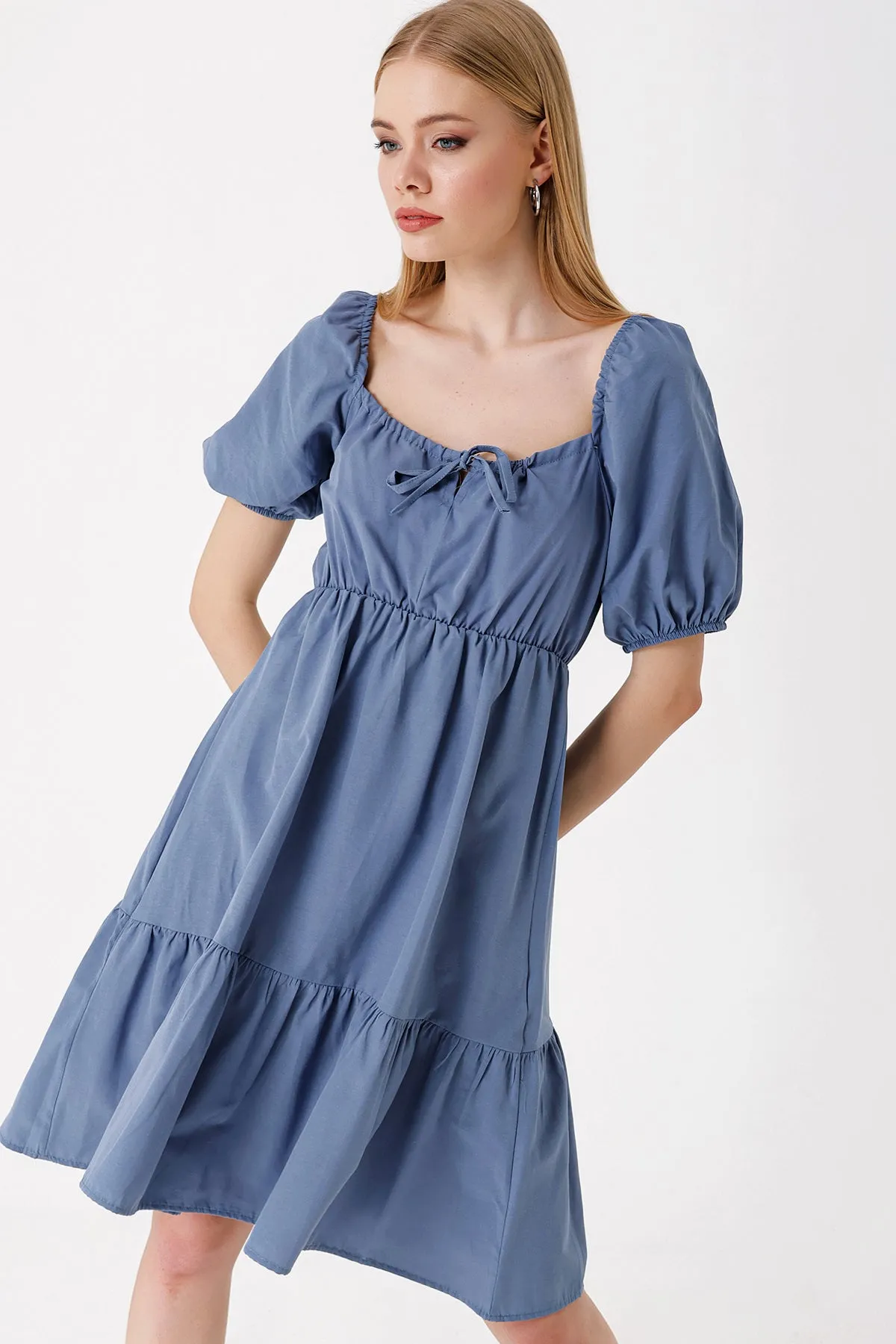 2351 kloş poplin elbise