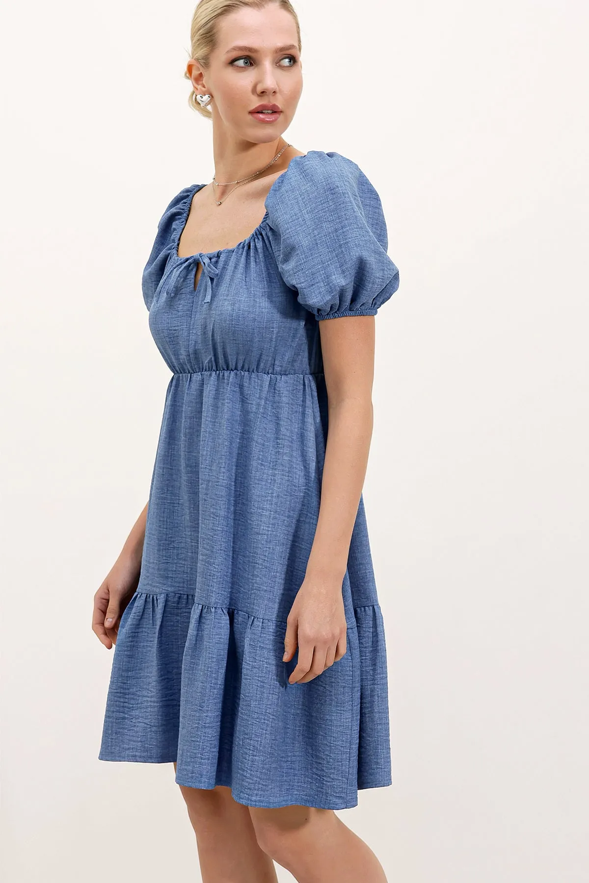 2351 kloş poplin elbise