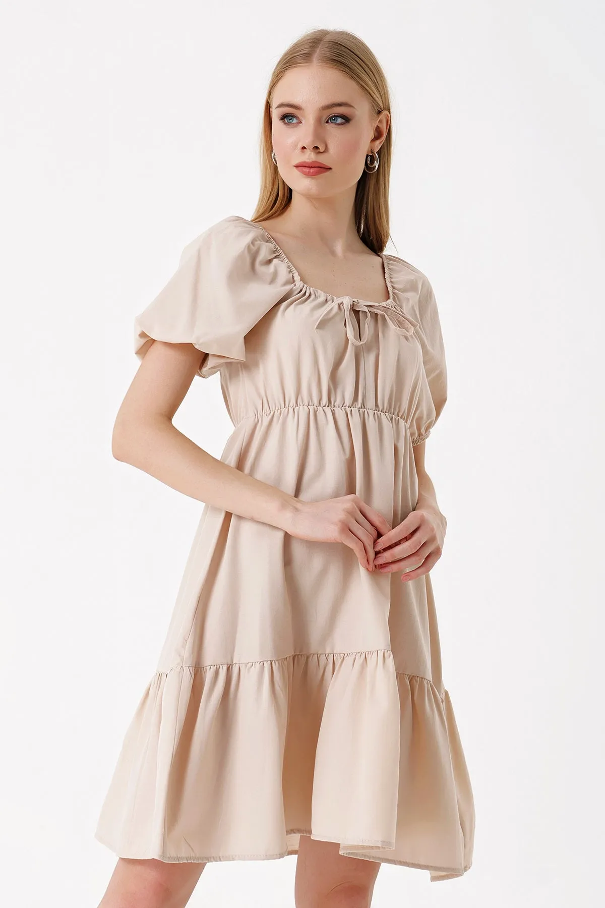 2351 kloş poplin elbise