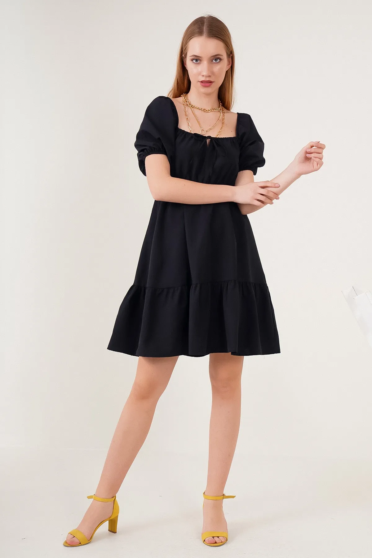 2351 kloş poplin elbise
