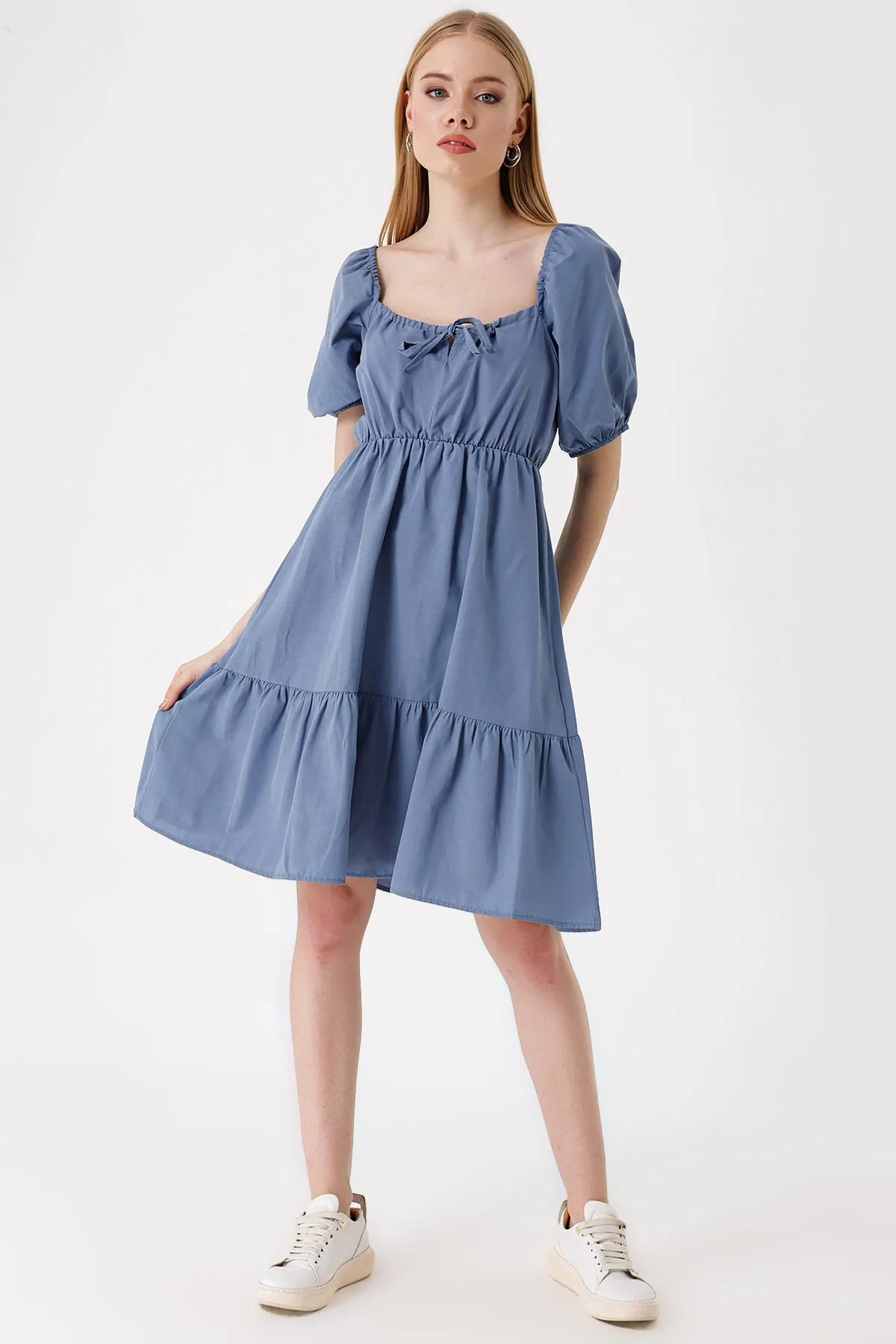 2351 kloş poplin elbise