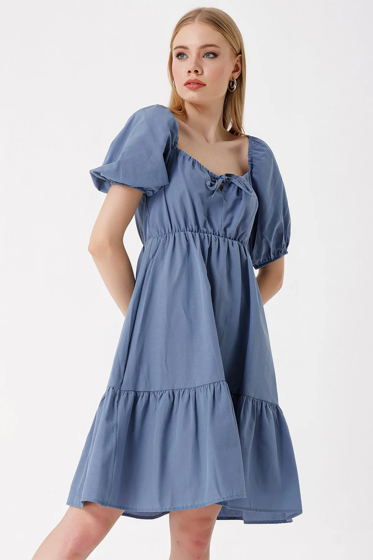 2351 kloş poplin elbise