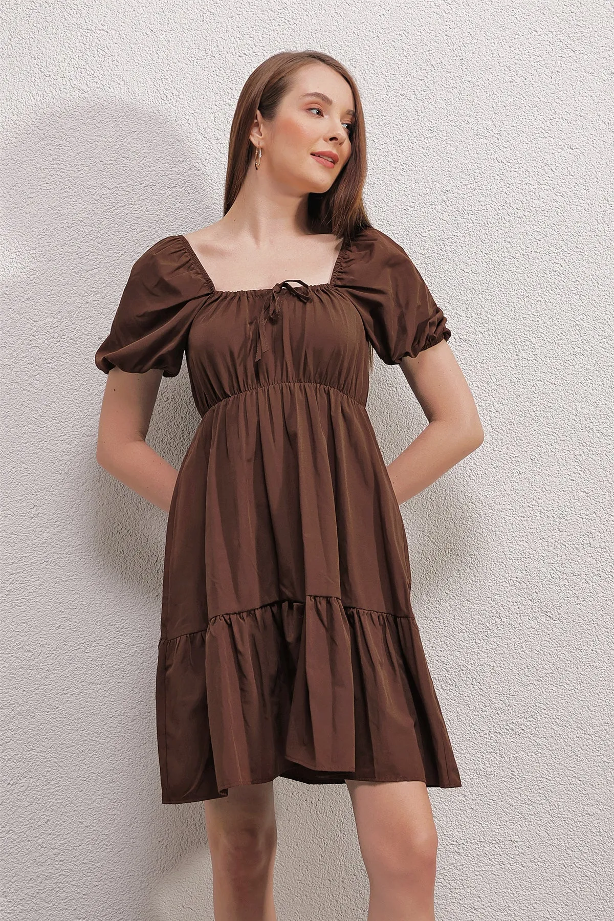 2351 kloş poplin elbise