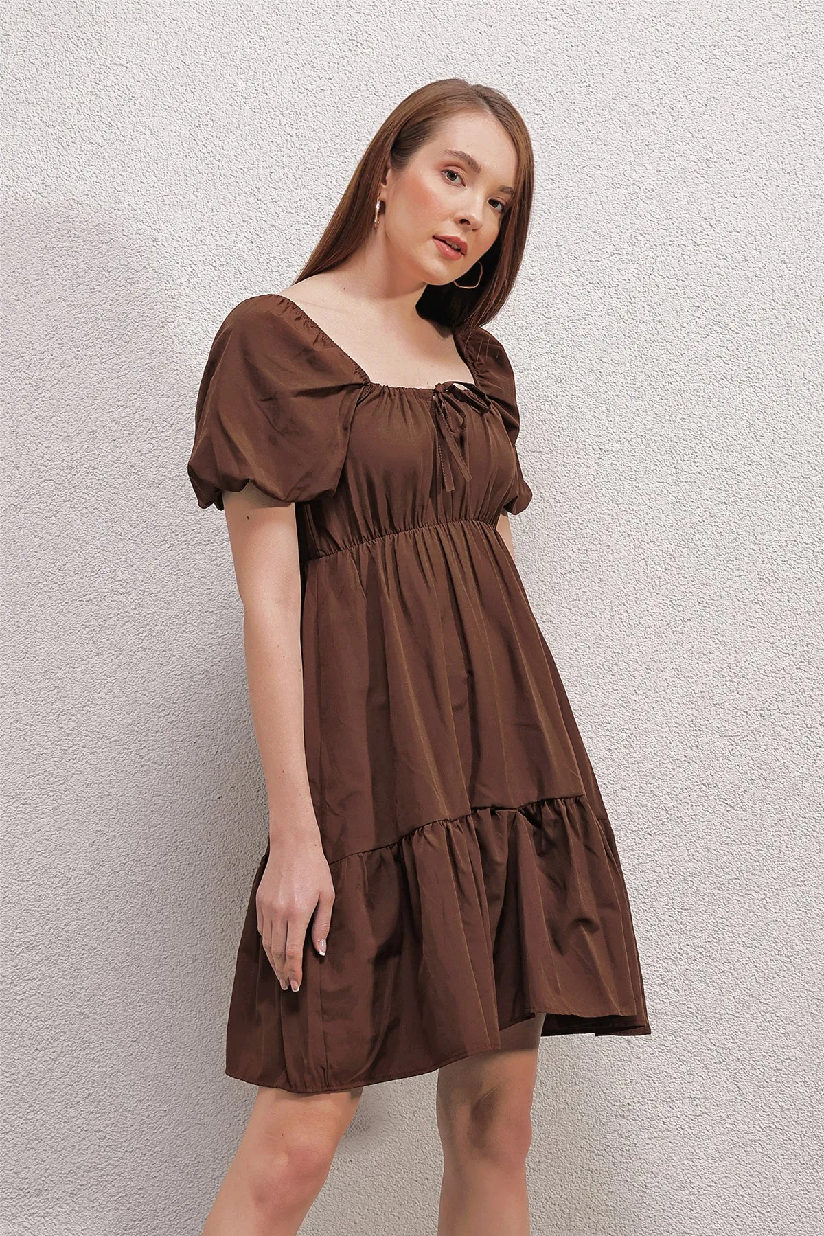 2351 kloş poplin elbise