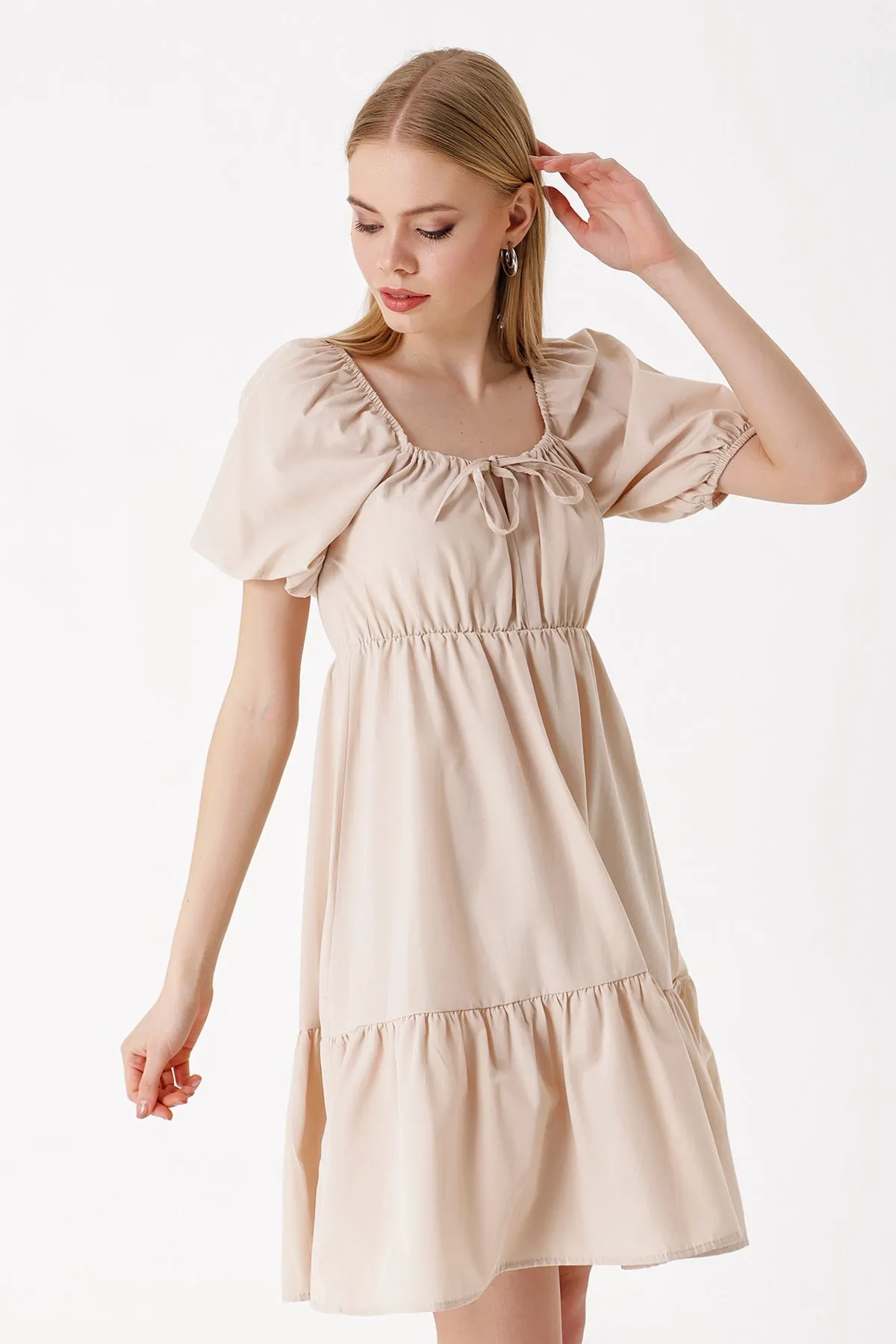 2351 kloş poplin elbise