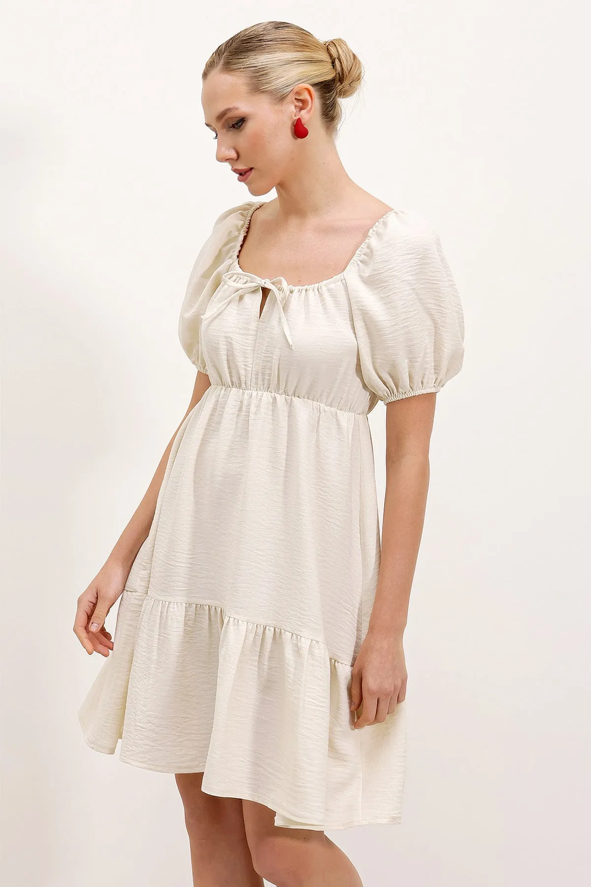 2351 kloş poplin elbise
