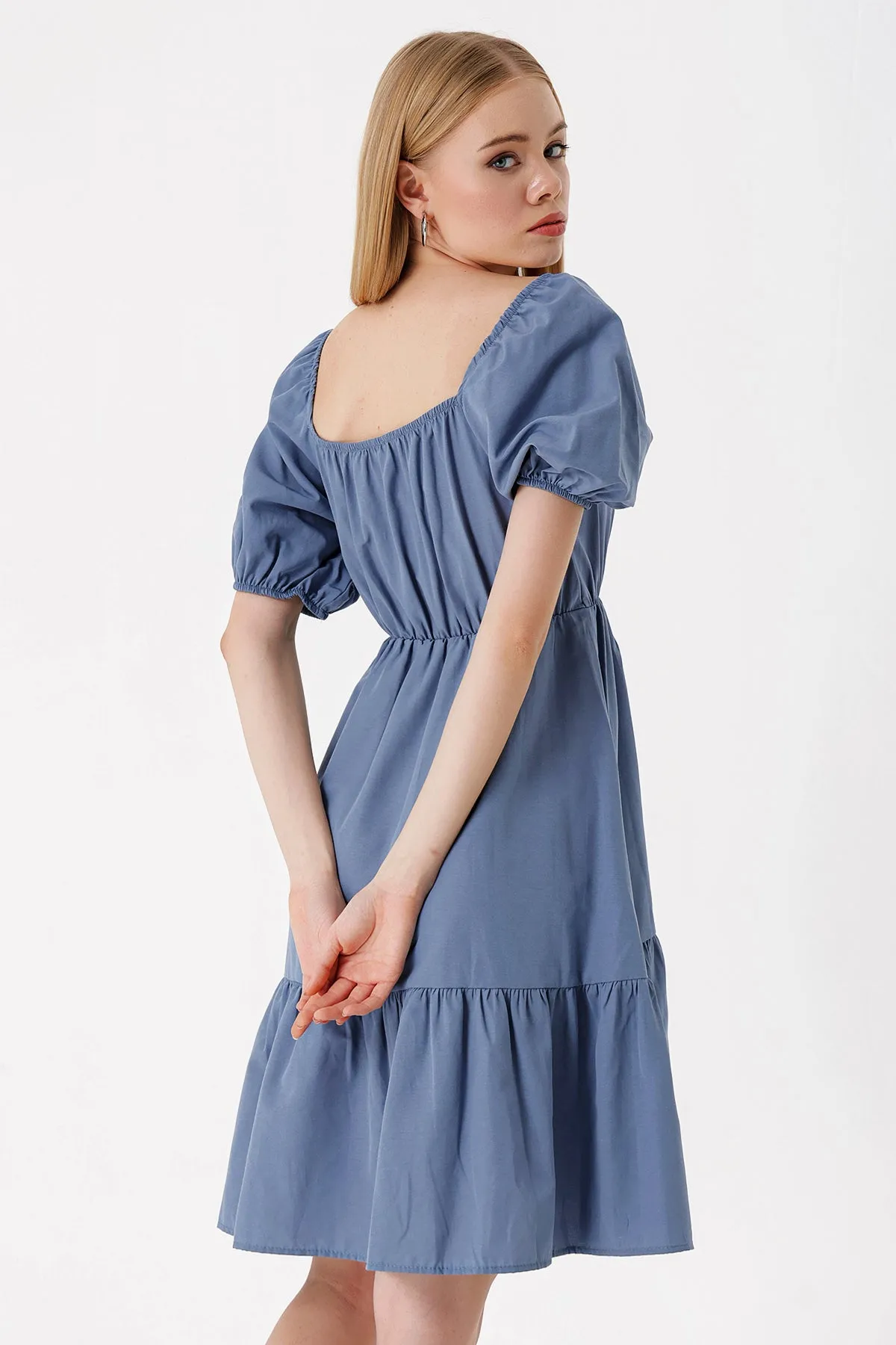 2351 kloş poplin elbise