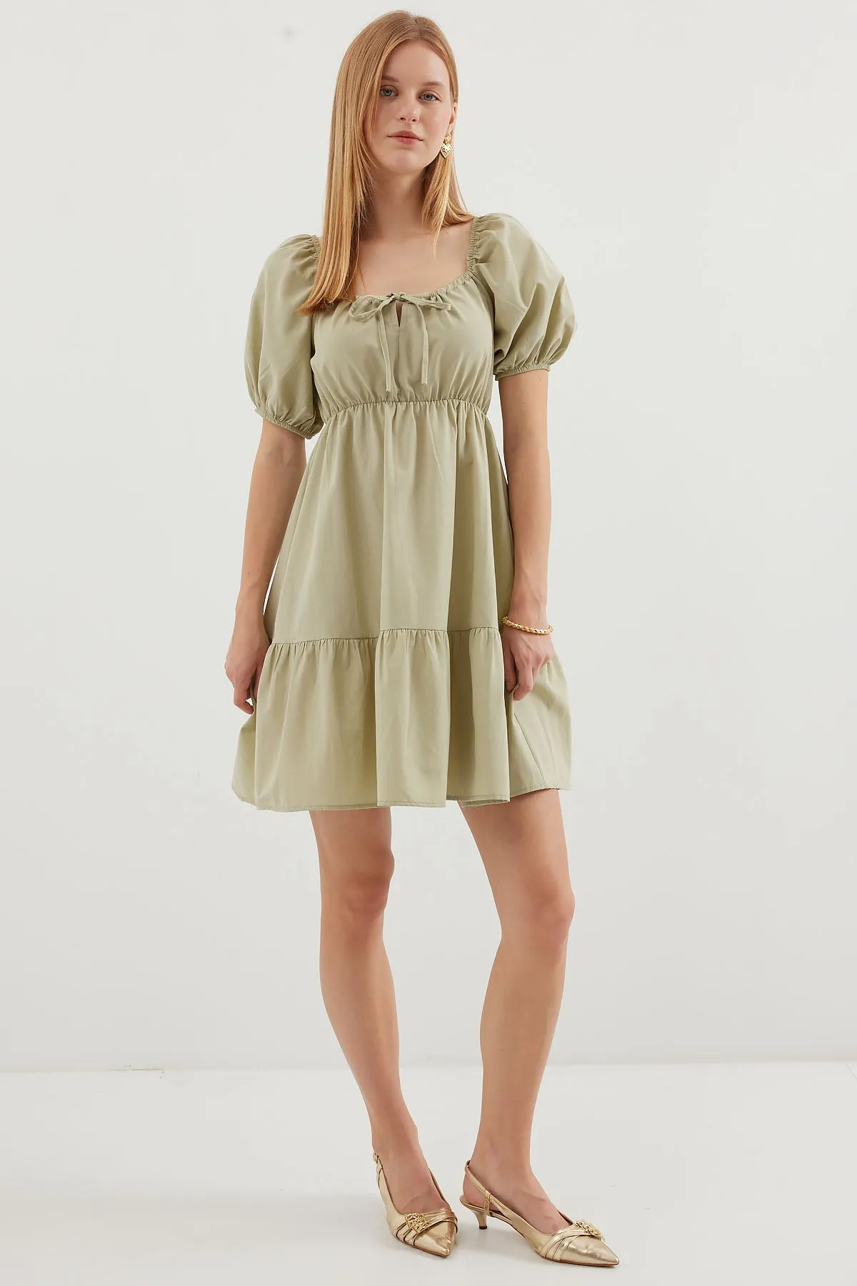 2351 kloş poplin elbise