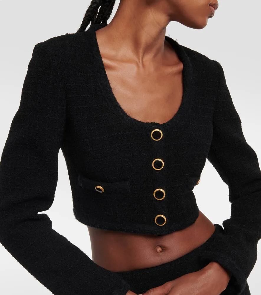 Alessandra Rich Checked cropped tweed blazer