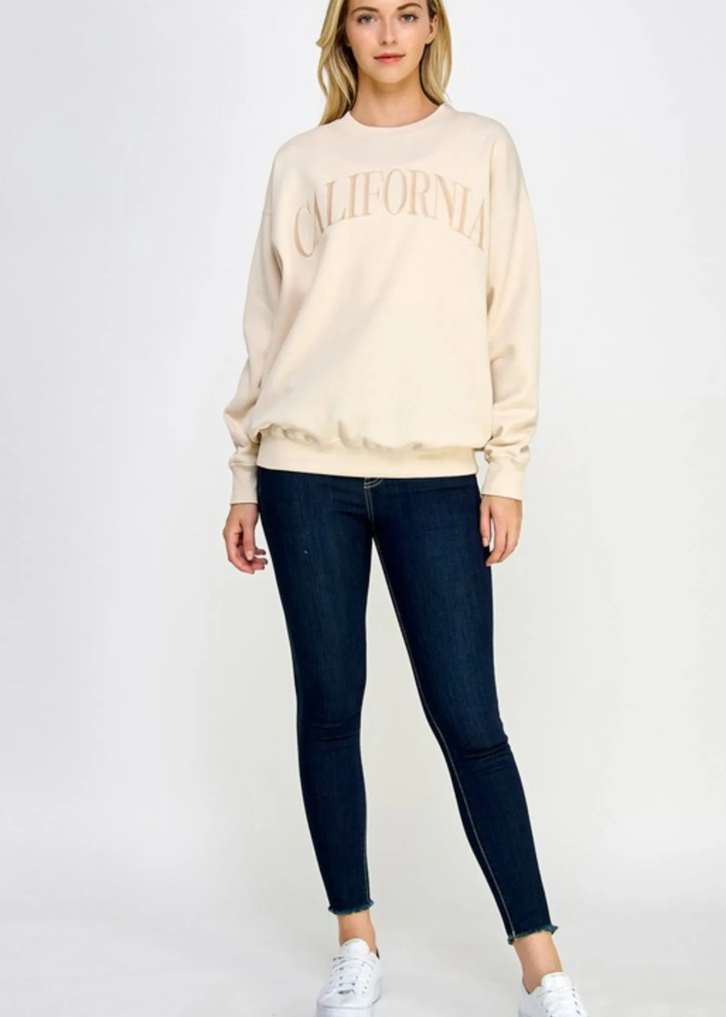 California, Womens Collegiate Style Sweatshirts, Cream