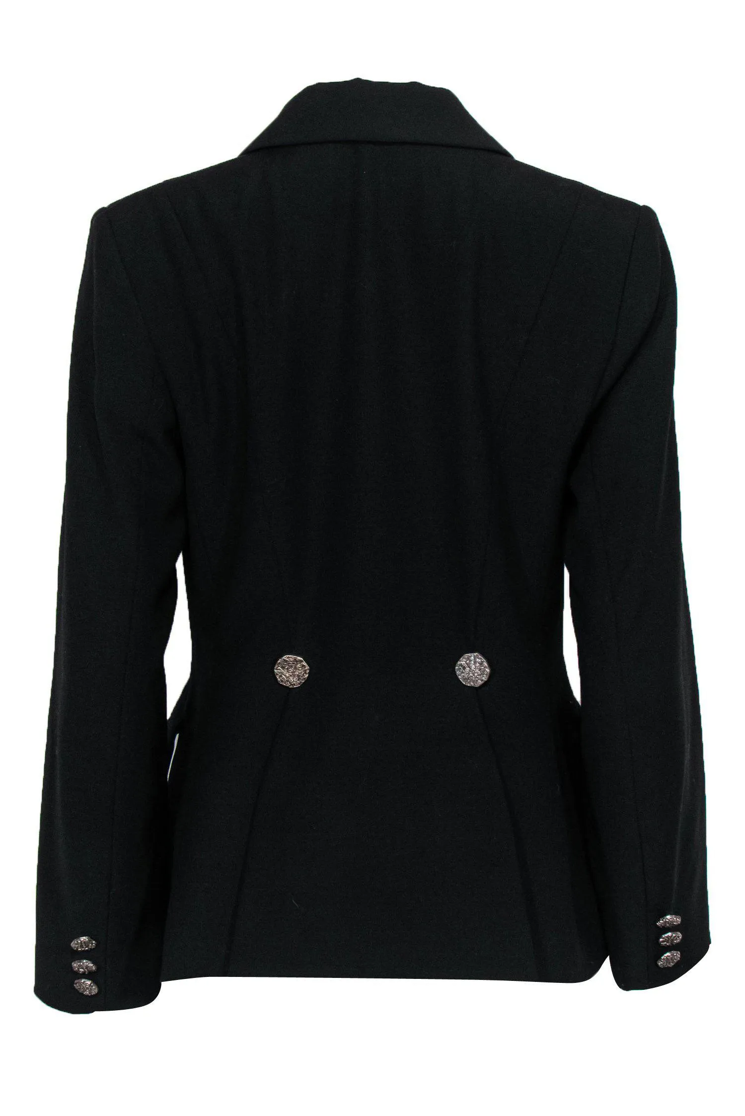 Christian LaCroix - Black Two-Button Peak Lapel Blazer w/ Etched Buttons Sz 10