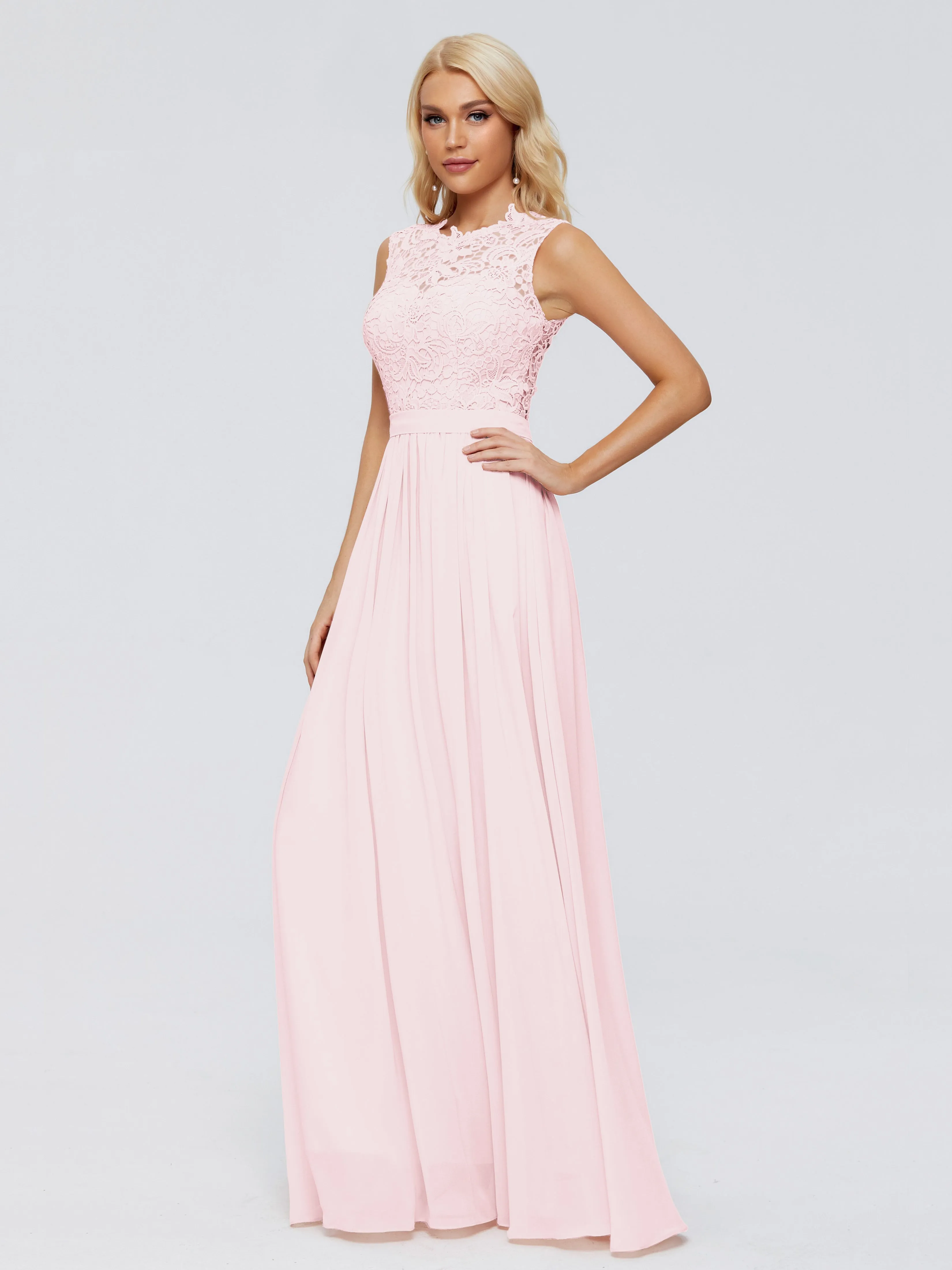 Elegant Blush Pink Bridesmaid Dresses Melody Elegant Bateau Chiffon Bridesmaid Dresses