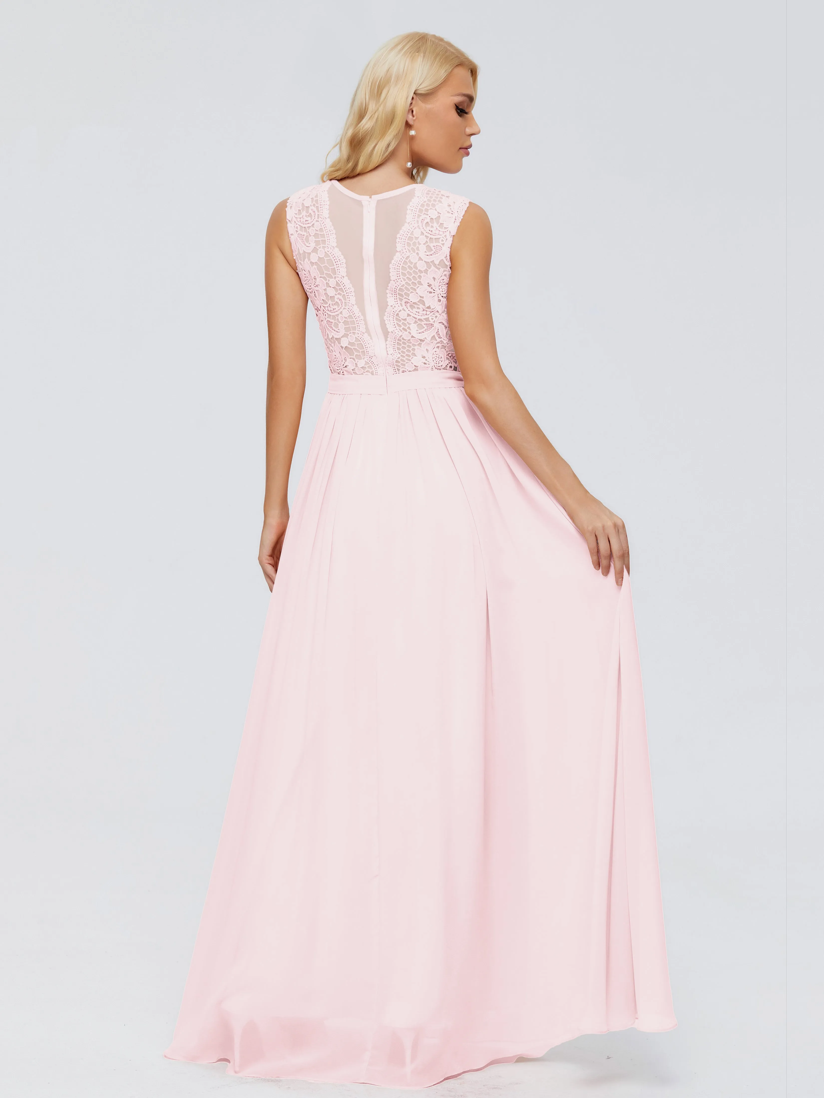Elegant Blush Pink Bridesmaid Dresses Melody Elegant Bateau Chiffon Bridesmaid Dresses