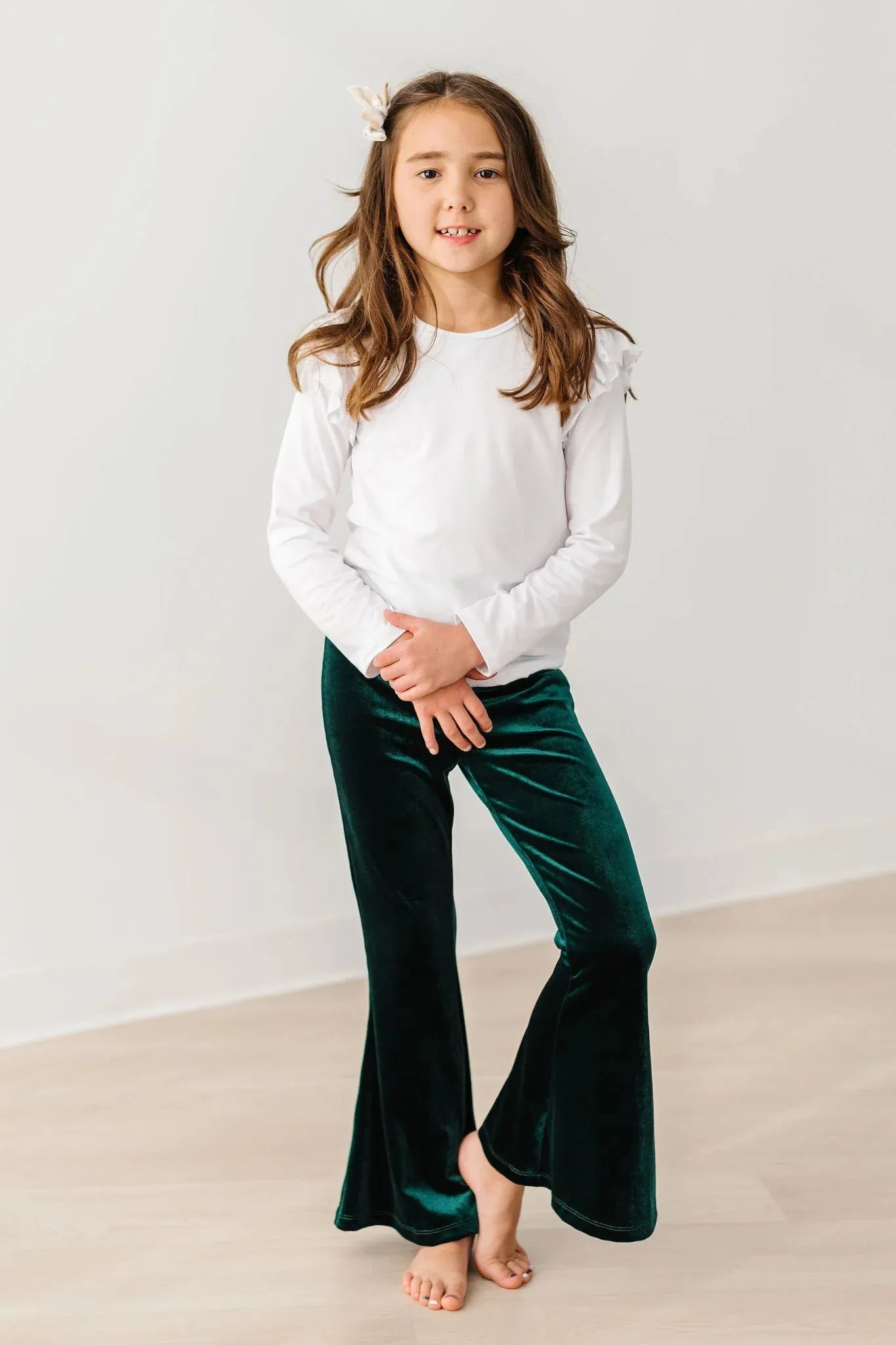 Hunter Green Velvet Bell Bottoms