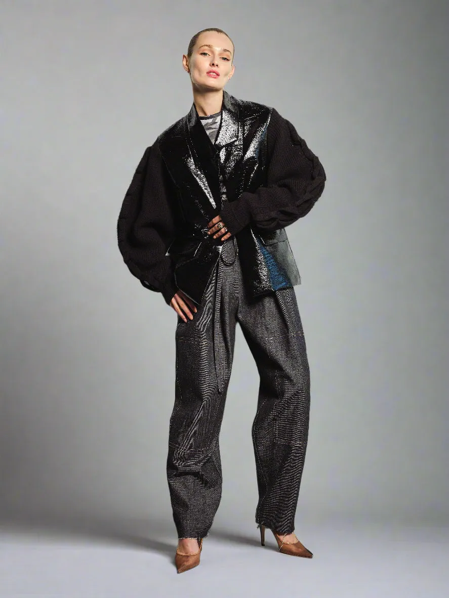INVERTED BLAZER W/ HAND-KNIT SLEEVES