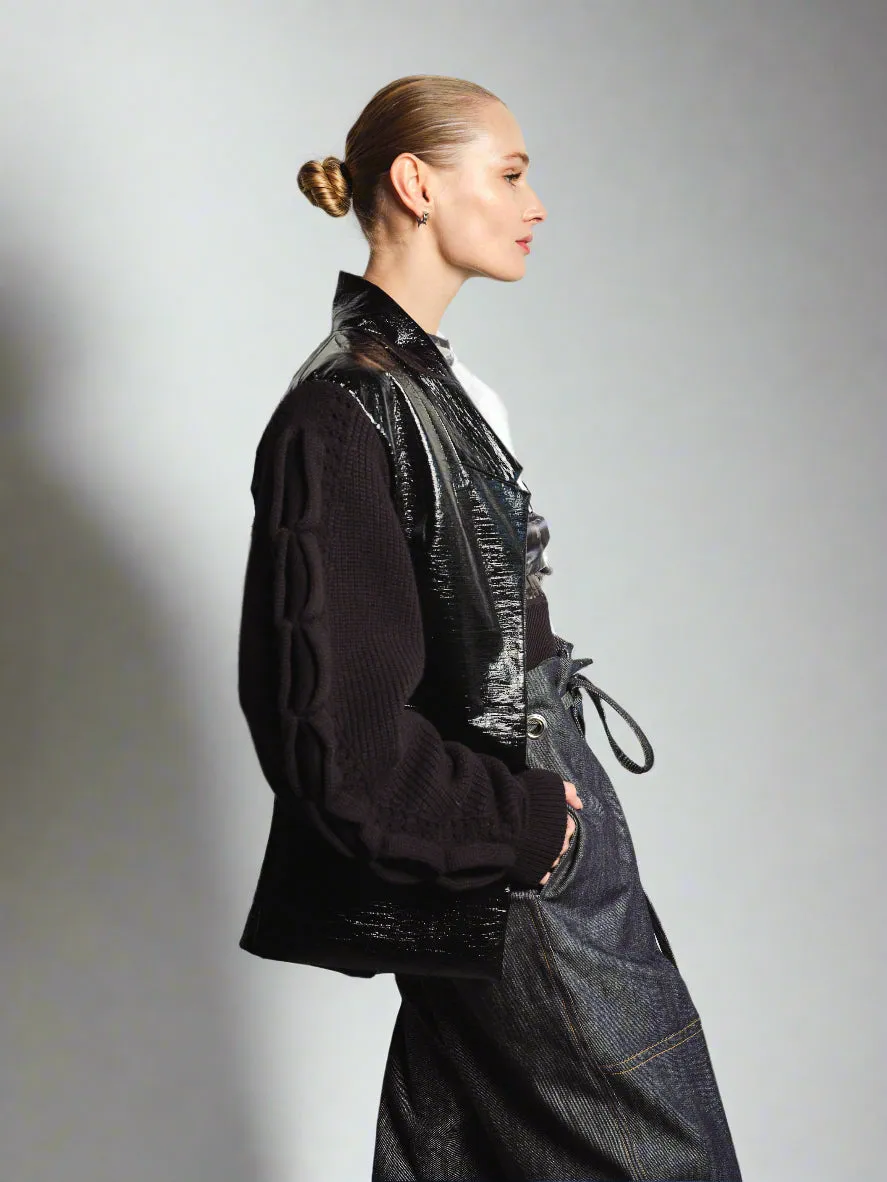 INVERTED BLAZER W/ HAND-KNIT SLEEVES