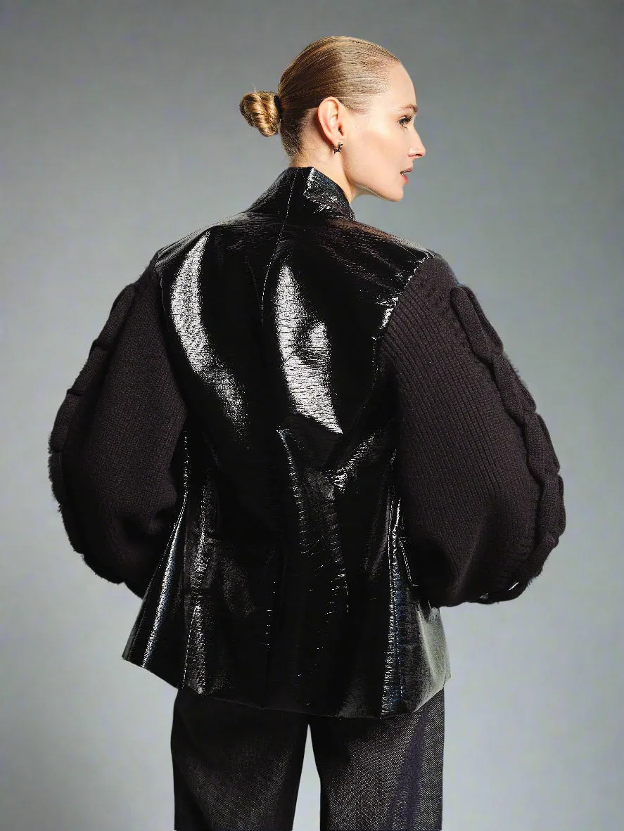 INVERTED BLAZER W/ HAND-KNIT SLEEVES