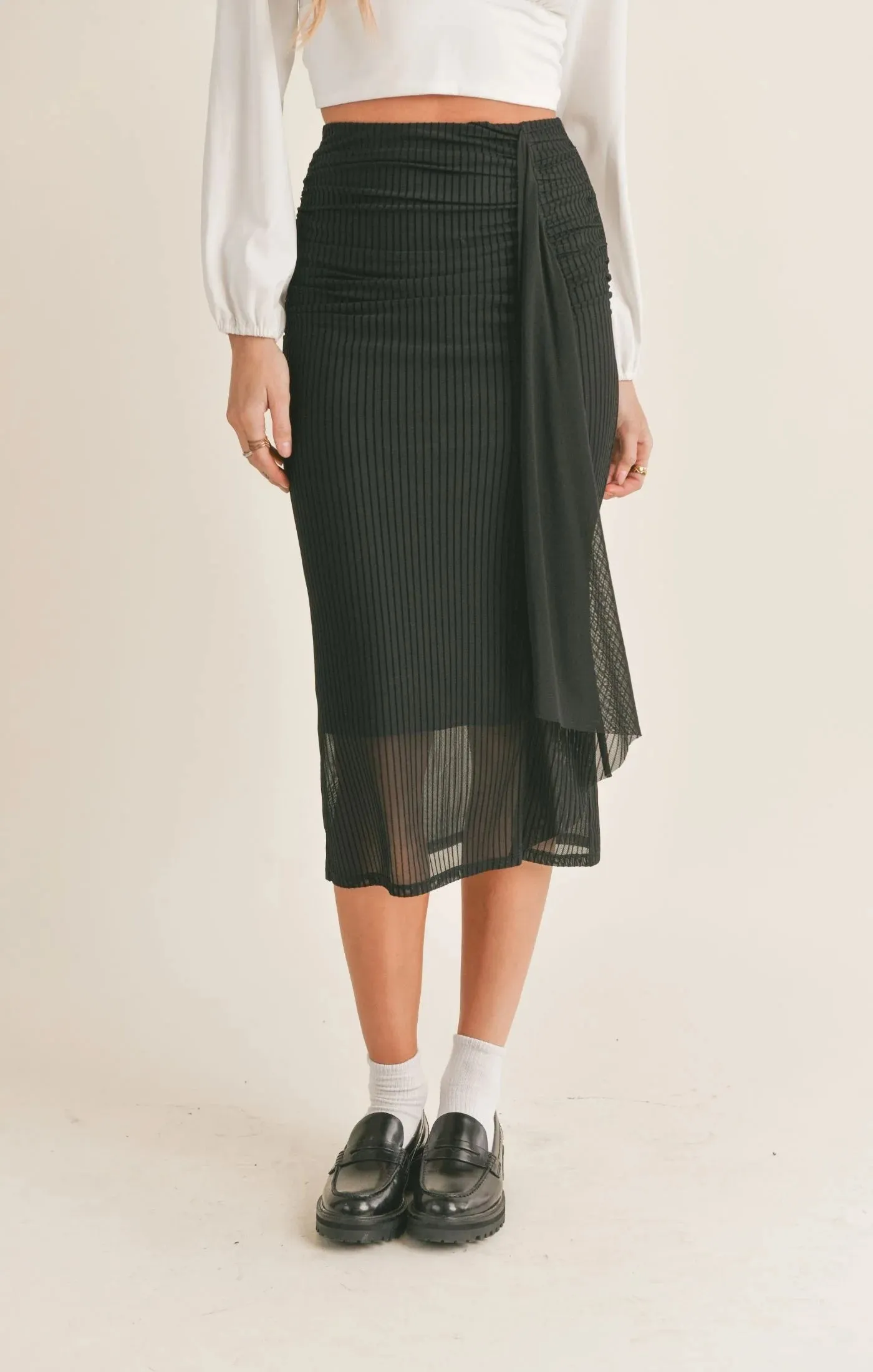 Lady Dynamite Ruched Midi Skirt
