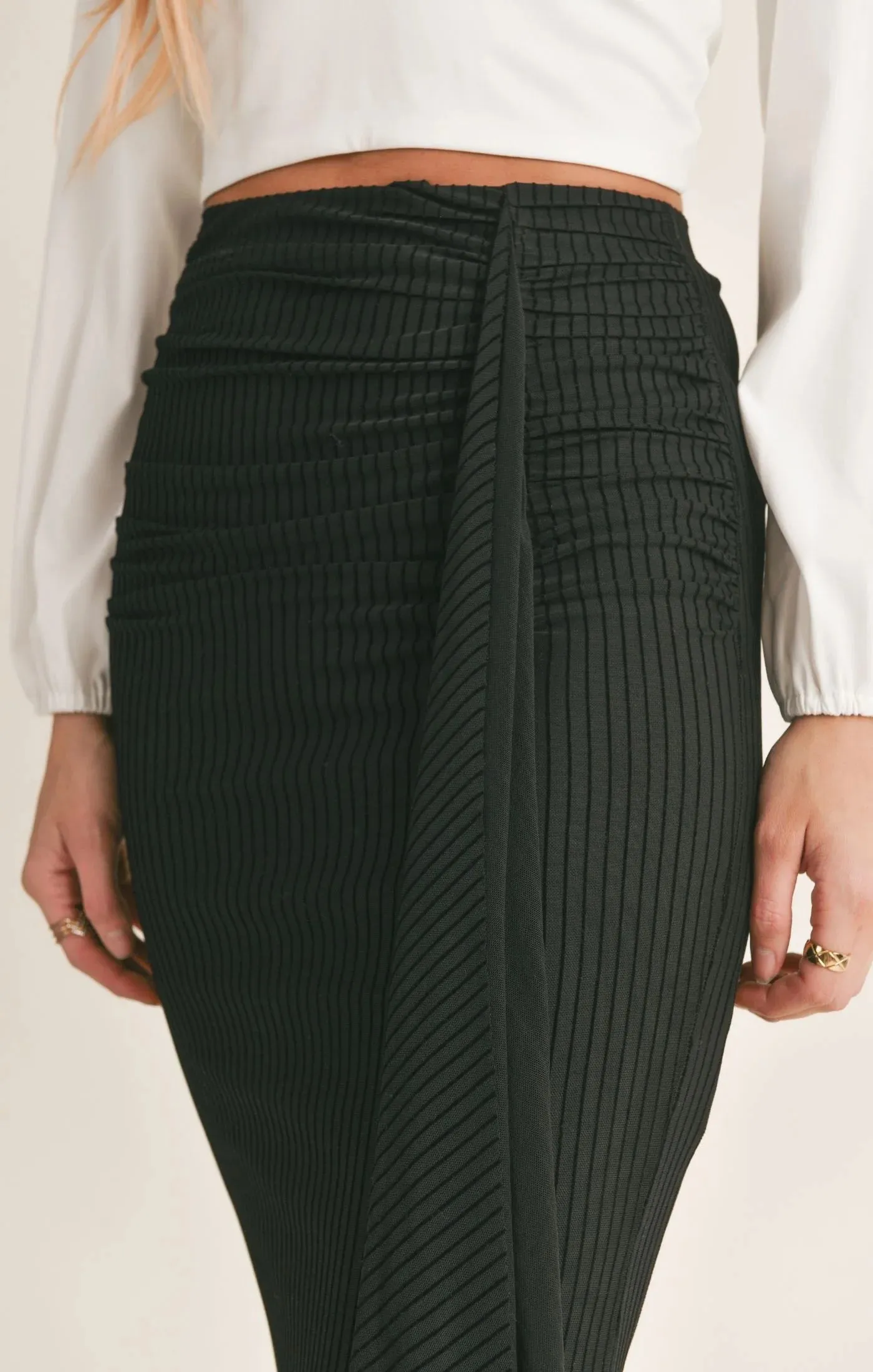 Lady Dynamite Ruched Midi Skirt