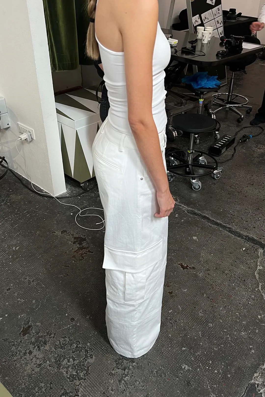 RELAXED DENIM CARGO - WHITE