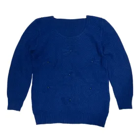 Seed Stitch Bead Embellished Pullover Sweater