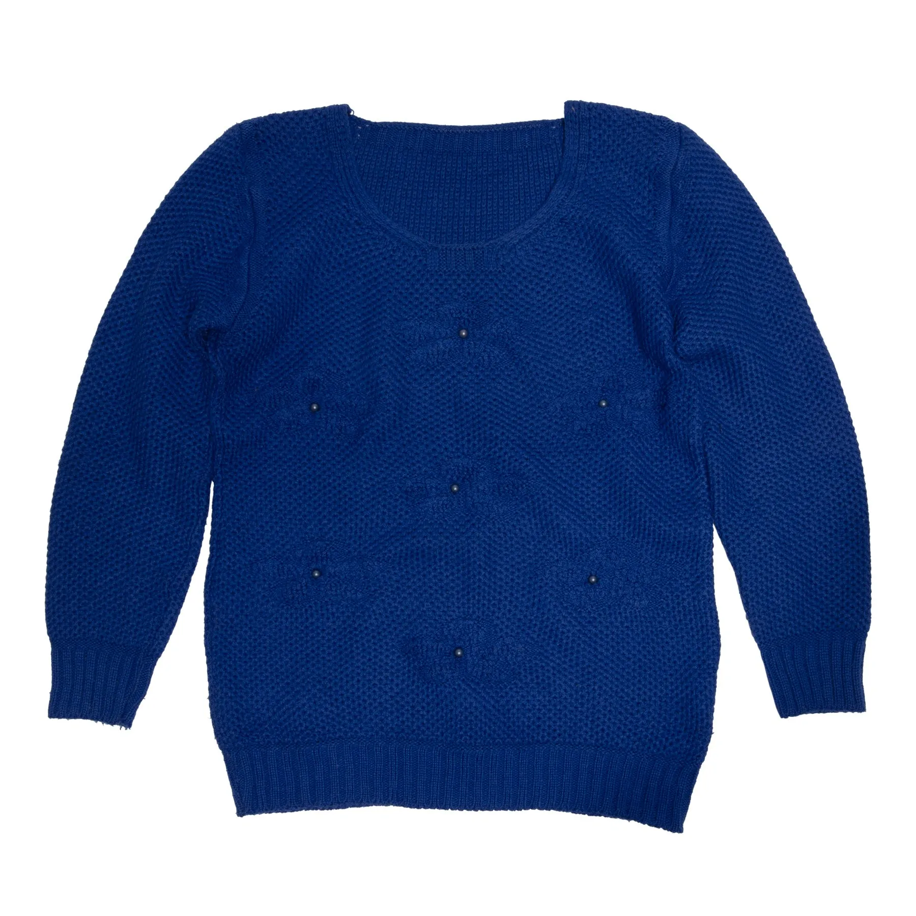 Seed Stitch Bead Embellished Pullover Sweater
