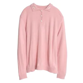 Shetland Wool Interlock Knit Embroidered Polo Sweater