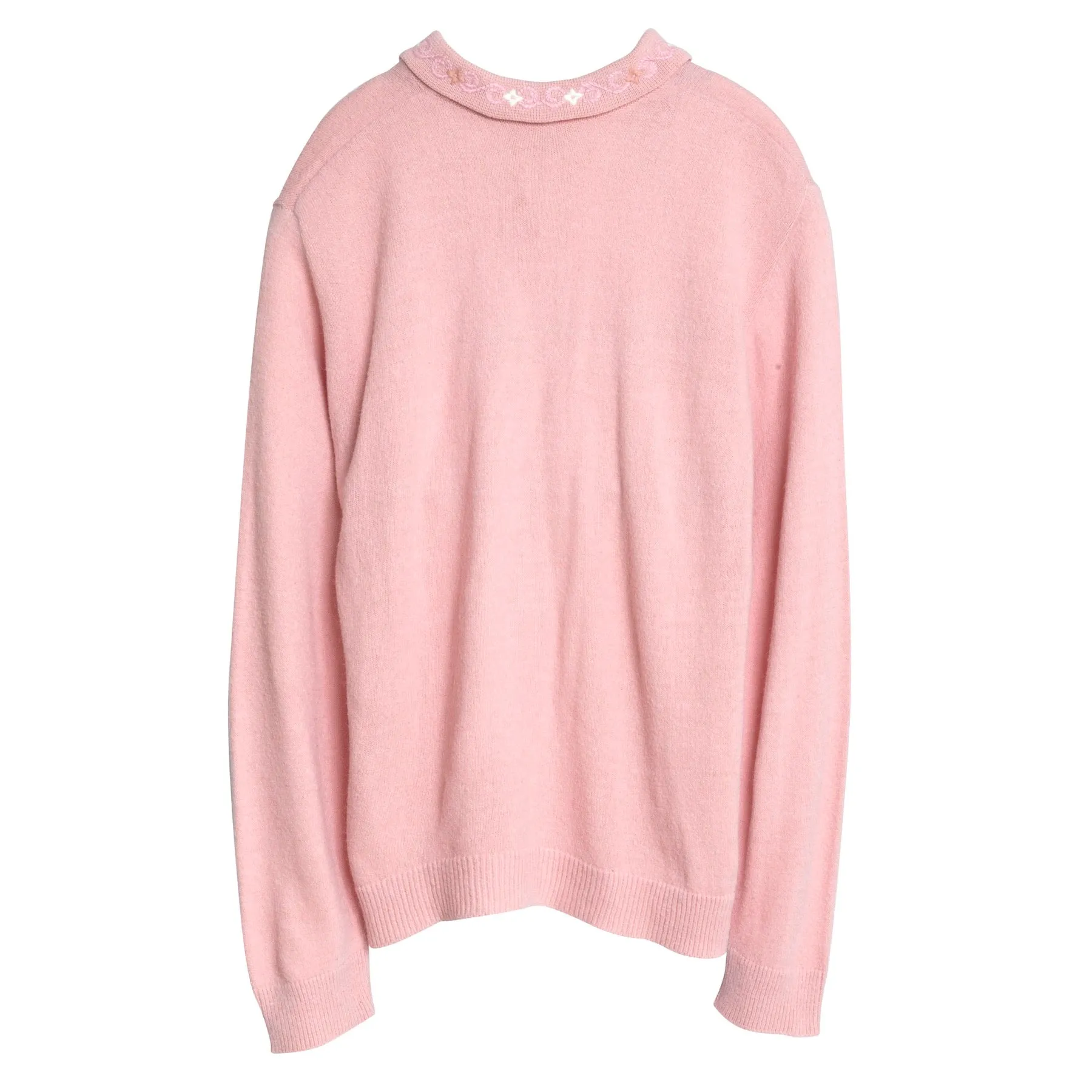 Shetland Wool Interlock Knit Embroidered Polo Sweater