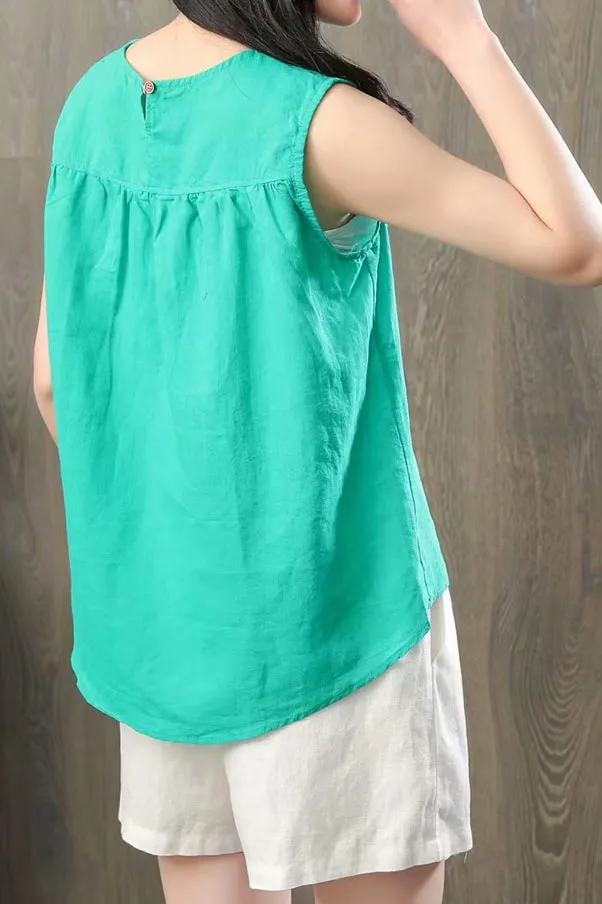 Simple retro thin breathable top for women J124
