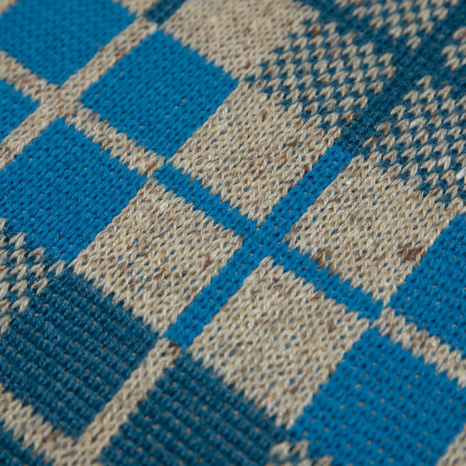 Windowpane Silk Yarn Jacquard Knit Pullover
